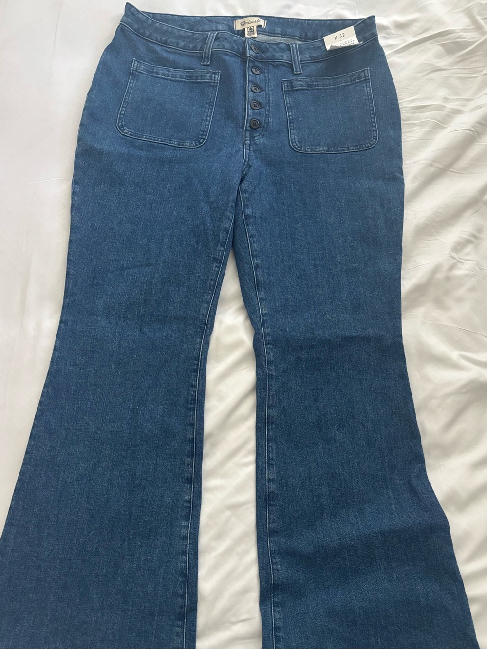 Madewell Button-Front Flare Jeans in Dark Blue